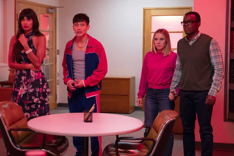 Jameela Jamil, Manny Jacinto, Kristen Bell, William Jackson Harper